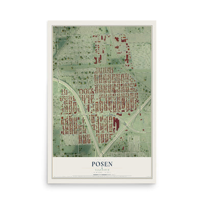 Map of Posen, Illinois, 12 x 18 inch unframed archival matte print