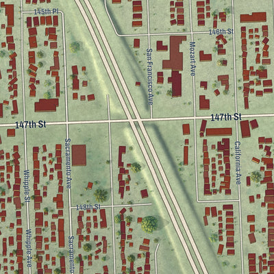 Second close-up of the map of Posen, Illinois print showing more streets and buildings