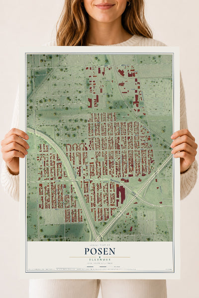 Map of Posen, Illinois, 18 x 24 inch unframed archival matte print