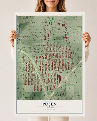 Map of Posen, Illinois, 24 x 36 inch unframed archival matte print