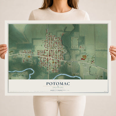 Map of Potomac, Illinois, 18 x 24 inch unframed archival matte print