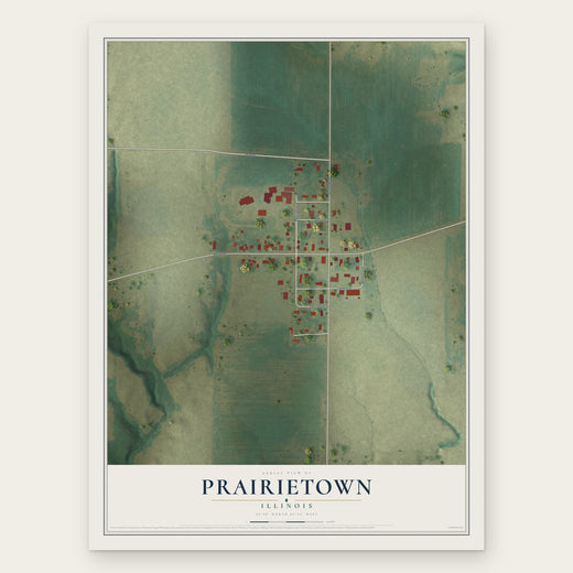 Prairietown, Illinois map print, the full design