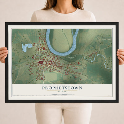 Map of Prophetstown, Illinois, 18 x 24 inch print in a black wood frame