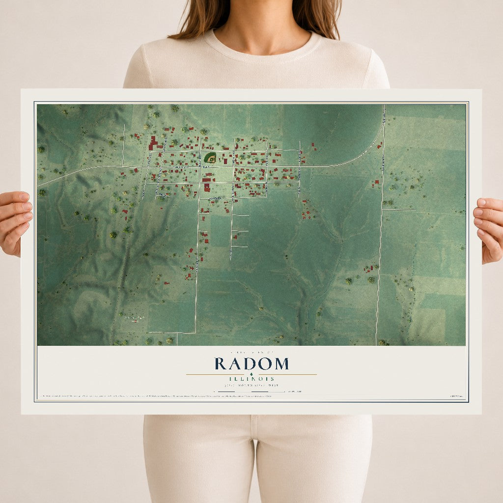 Map of Radom, Illinois, 18 x 24 inch unframed archival matte print
