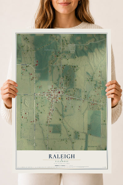 Map of Raleigh, Illinois, 18 x 24 inch unframed archival matte print