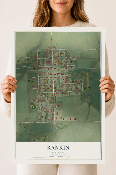 Map of Rankin, Illinois, 18 x 24 inch unframed archival matte print