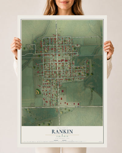 Map of Rankin, Illinois, 24 x 36 inch unframed archival matte print
