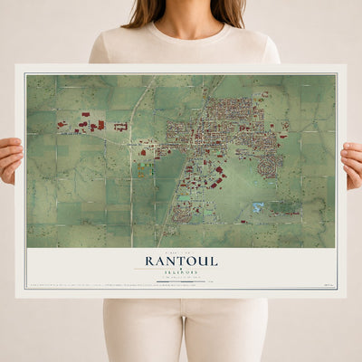 Map of Rantoul, Illinois, 18 x 24 inch unframed archival matte print