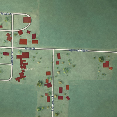 Second close-up of the map of Raritan, Illinois print showing more streets and buildings