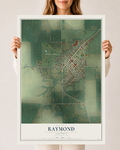 Map of Raymond, Illinois, 24 x 36 inch unframed archival matte print