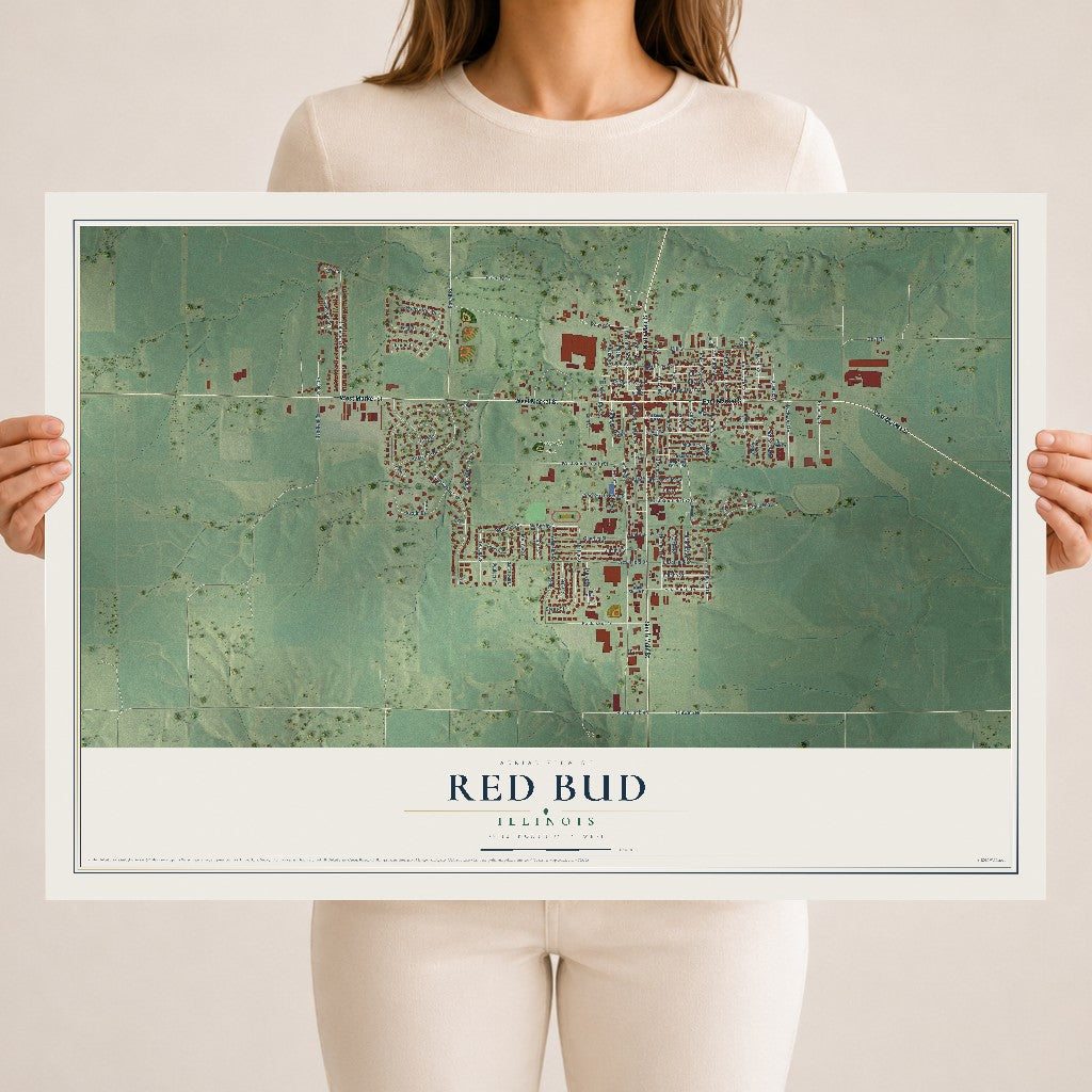 Map of Red Bud, Illinois, 18 x 24 inch unframed archival matte print