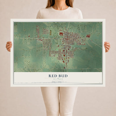 Map of Red Bud, Illinois, 24 x 36 inch unframed archival matte print