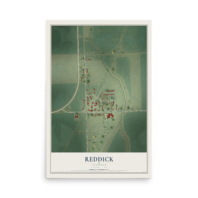 Map of Reddick, Illinois, 12 x 18 inch unframed archival matte print