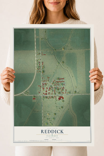 Map of Reddick, Illinois, 18 x 24 inch unframed archival matte print