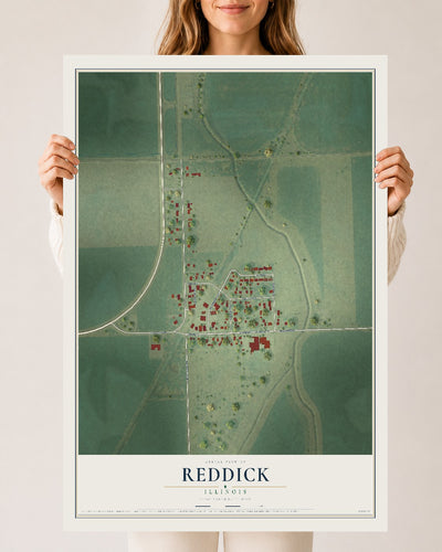 Map of Reddick, Illinois, 24 x 36 inch unframed archival matte print