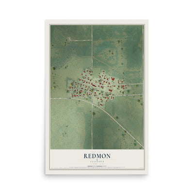 Map of Redmon, Illinois, 12 x 18 inch unframed archival matte print