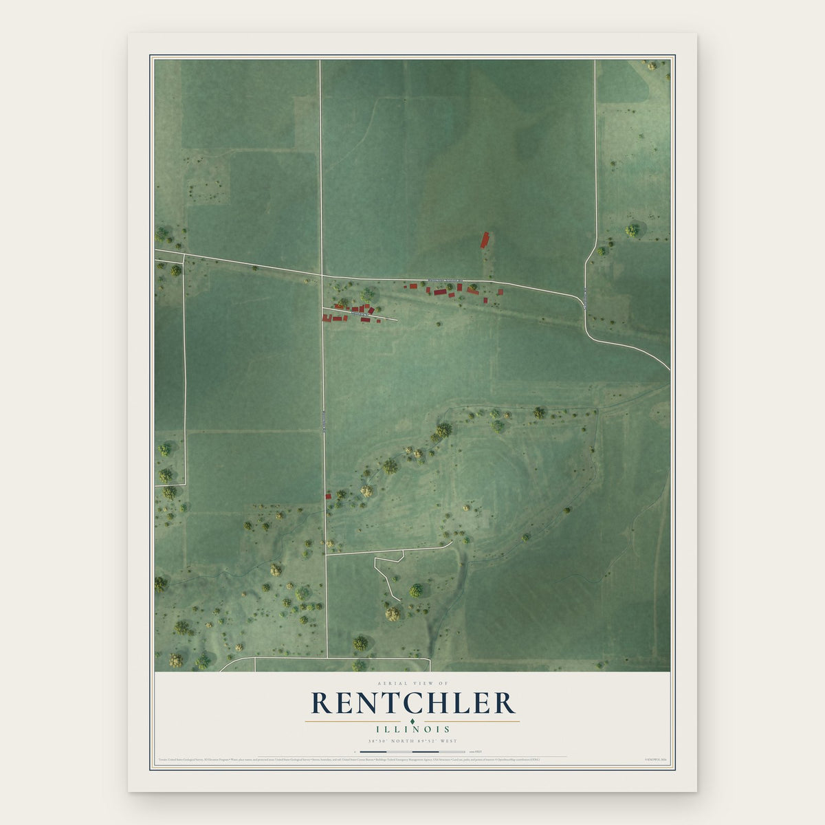 Rentchler, Illinois map print, the full design