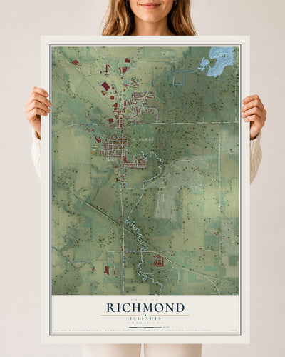 Map of Richmond, Illinois, 24 x 36 inch unframed archival matte print