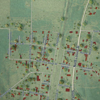 Close-up of the map of Richview, Illinois print showing street and building detail