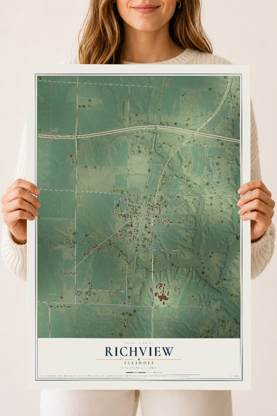 Map of Richview, Illinois, 18 x 24 inch unframed archival matte print