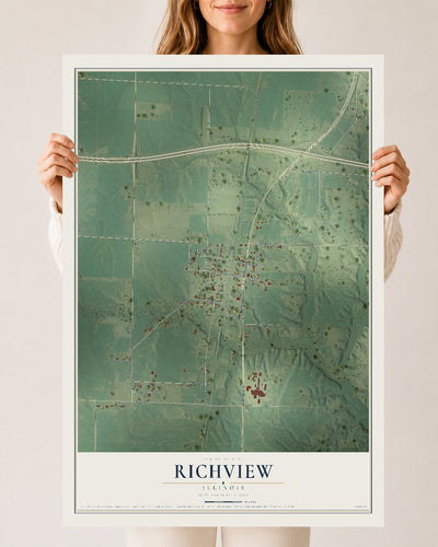 Map of Richview, Illinois, 24 x 36 inch unframed archival matte print