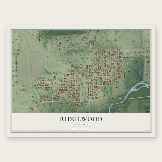 Ridgewood, Illinois map print, the full design