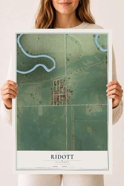 Map of Ridott, Illinois, 18 x 24 inch unframed archival matte print