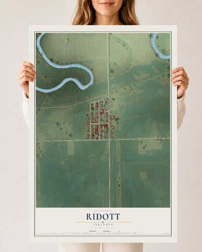 Map of Ridott, Illinois, 24 x 36 inch unframed archival matte print