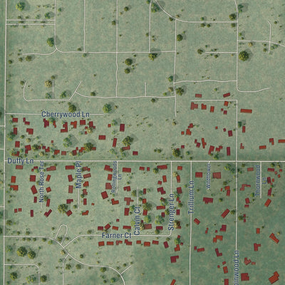 Second close-up of the map of Riverwoods, Illinois print showing more streets and buildings