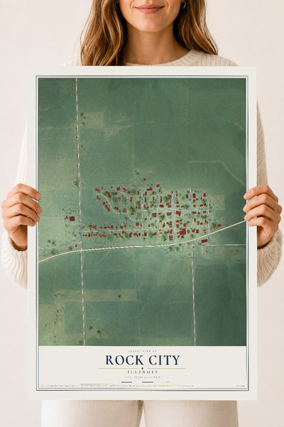Map of Rock City, Illinois, 18 x 24 inch unframed archival matte print