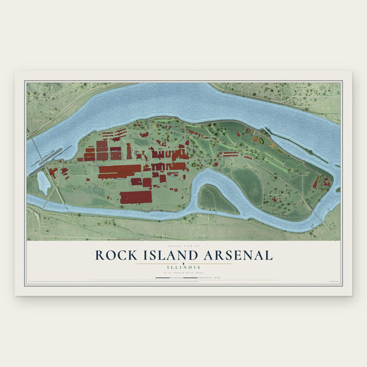 Rock Island Arsenal, Illinois map print, the full design
