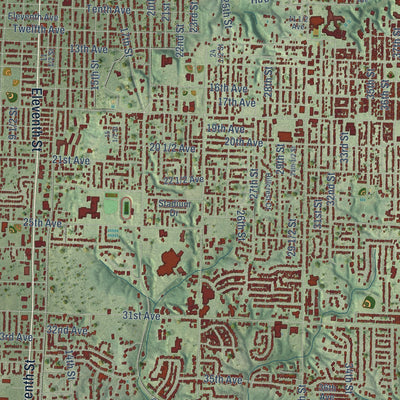 Close-up of the map of Rock Island, Illinois print showing street and building detail