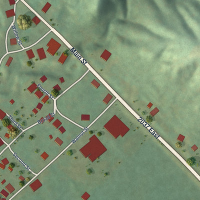 Close-up of the map of Rockport, Illinois print showing street and building detail