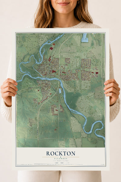 Map of Rockton, Illinois, 18 x 24 inch unframed archival matte print
