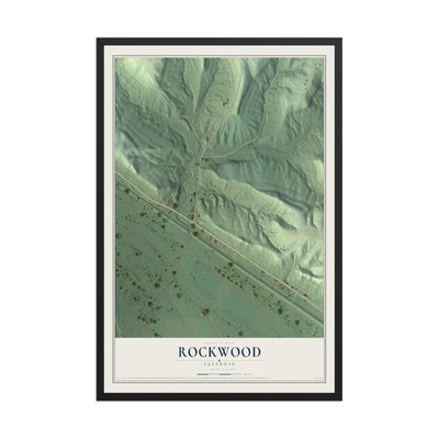 Map of Rockwood, Illinois, 12 x 18 inch print in a black wood frame