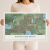 Map of Round Lake Beach, Illinois, 12 x 18 inch unframed archival matte print