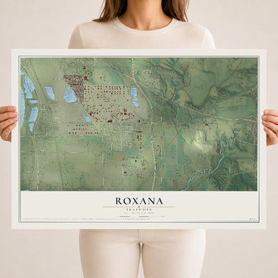 Map of Roxana, Illinois, 18 x 24 inch unframed archival matte print