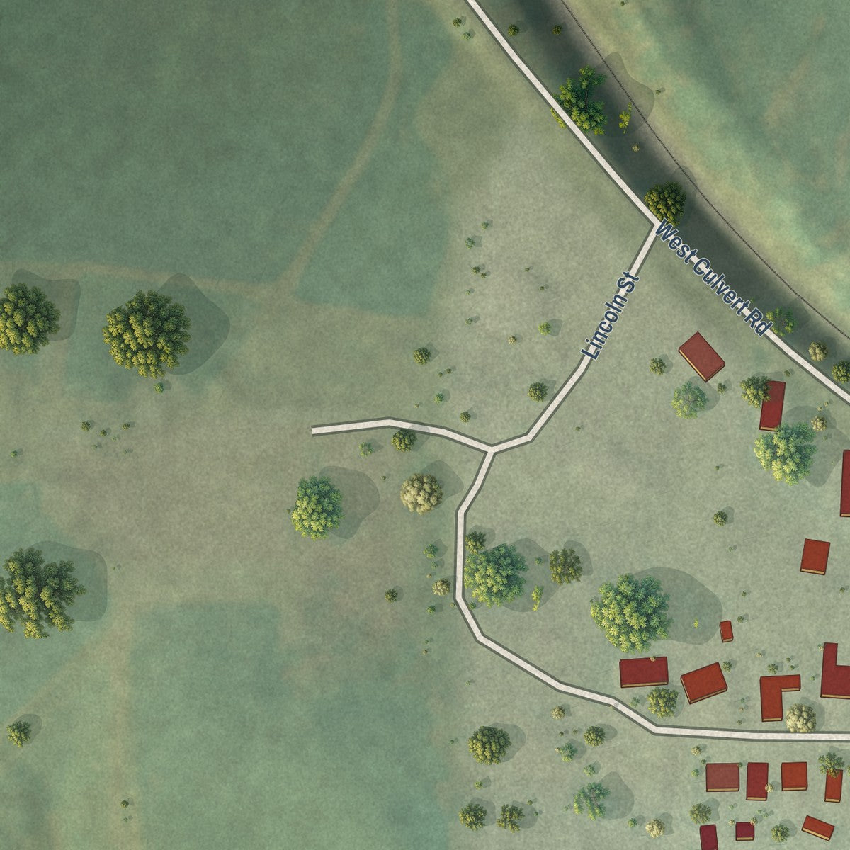 Second close-up of the map of Scales Mound, Illinois print showing more streets and buildings
