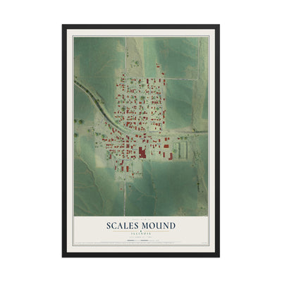 Map of Scales Mound, Illinois, 12 x 18 inch print in a black wood frame