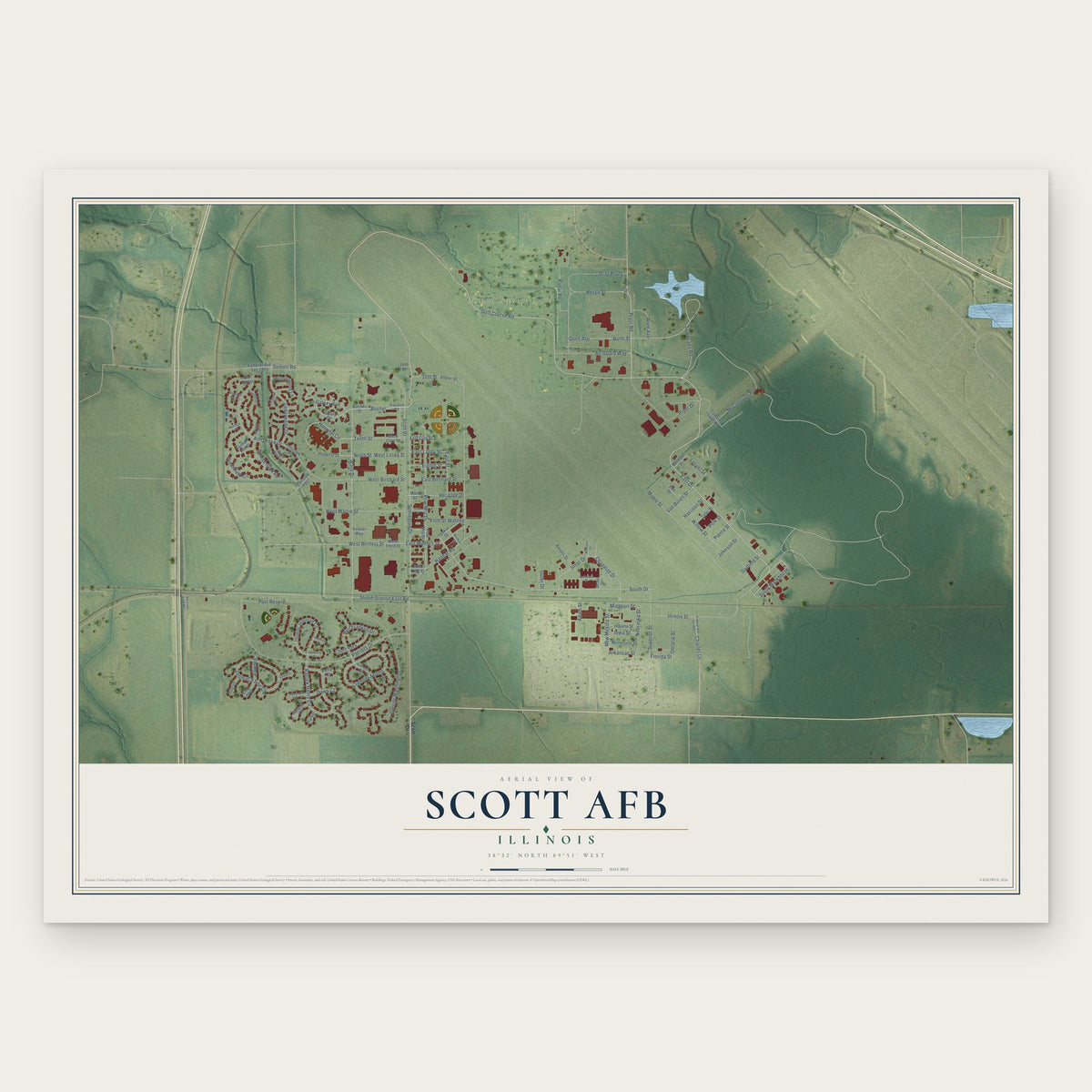 Scott AFB, Illinois map print, the full design
