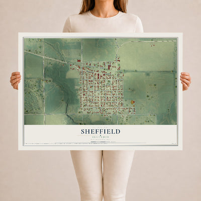 Map of Sheffield, Illinois, 24 x 36 inch unframed archival matte print
