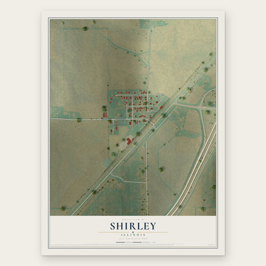 Shirley, Illinois map print, the full design