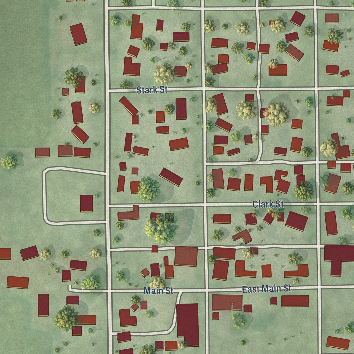Close-up of the map of Sidell, Illinois print showing street and building detail