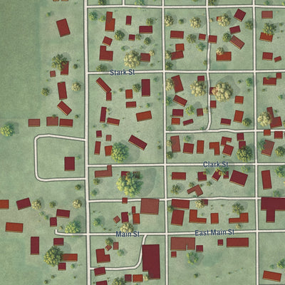 Close-up of the map of Sidell, Illinois print showing street and building detail