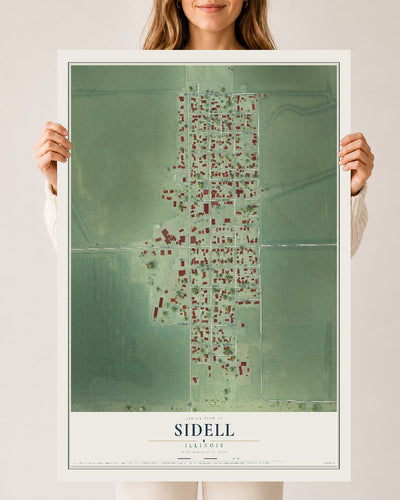 Map of Sidell, Illinois, 24 x 36 inch unframed archival matte print