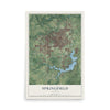 Map of Springfield, Illinois, 12 x 18 inch unframed archival matte print