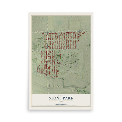 Map of Stone Park, Illinois, 12 x 18 inch unframed archival matte print
