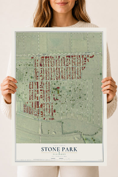 Map of Stone Park, Illinois, 18 x 24 inch unframed archival matte print