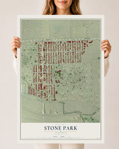 Map of Stone Park, Illinois, 24 x 36 inch unframed archival matte print