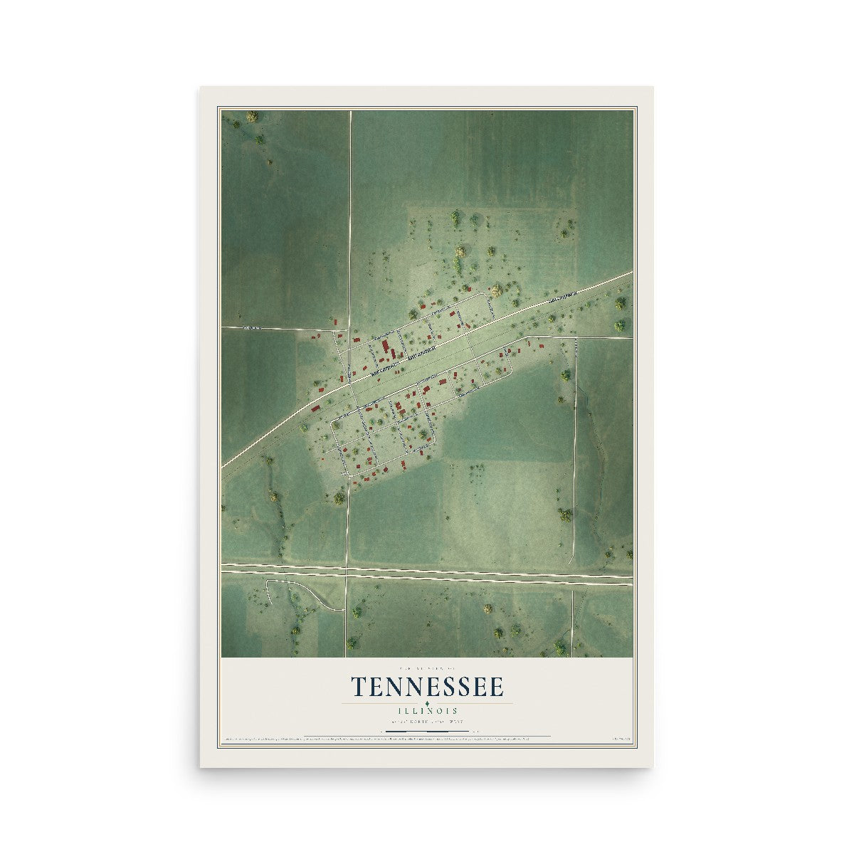 Map of Tennessee, Illinois, 12 x 18 inch unframed archival matte print